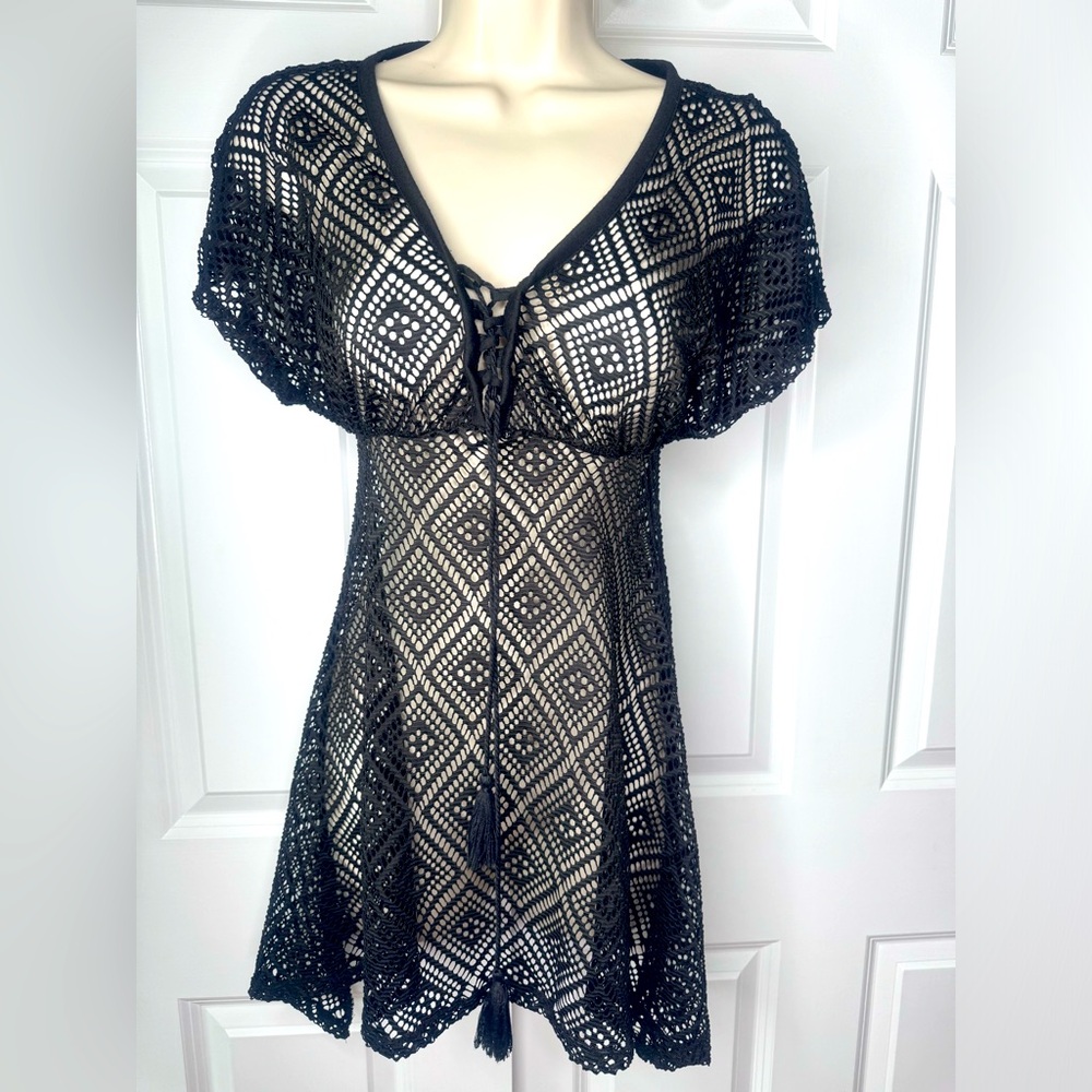 Short Black Lace Bathing Suit Cover Up Size 3-5
